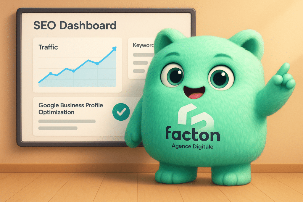 FACTY explique les indicateurs clés pour optimiser un article SEO devant un tableau de bord digital