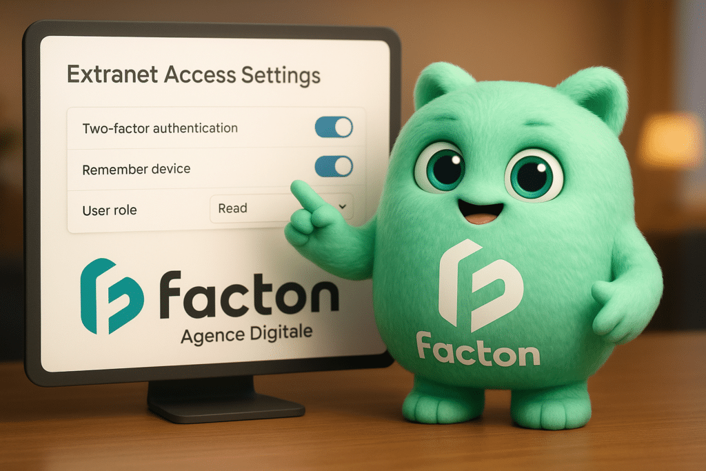 FACTY expliquant les paramètres d'accès sécurisés d'un extranet sur une interface web
