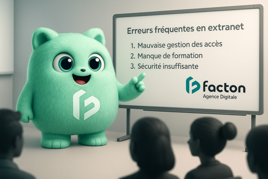 FACTY en formation expliquant les erreurs fréquentes à éviter avec un extranet