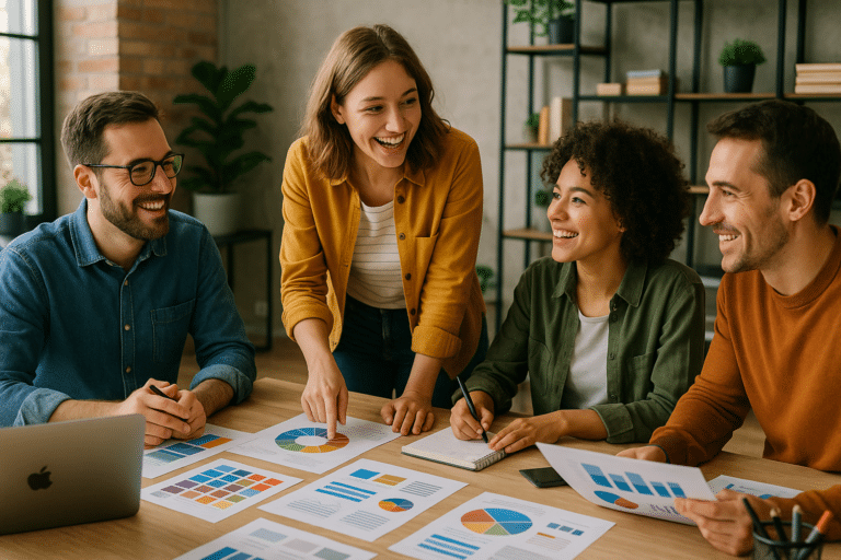 Equipe d'une agence de communication à Vesoul en plein brainstorming