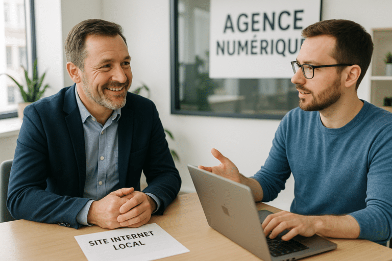 Réunion entre entrepreneur et expert de création de site internet à Vesoul
