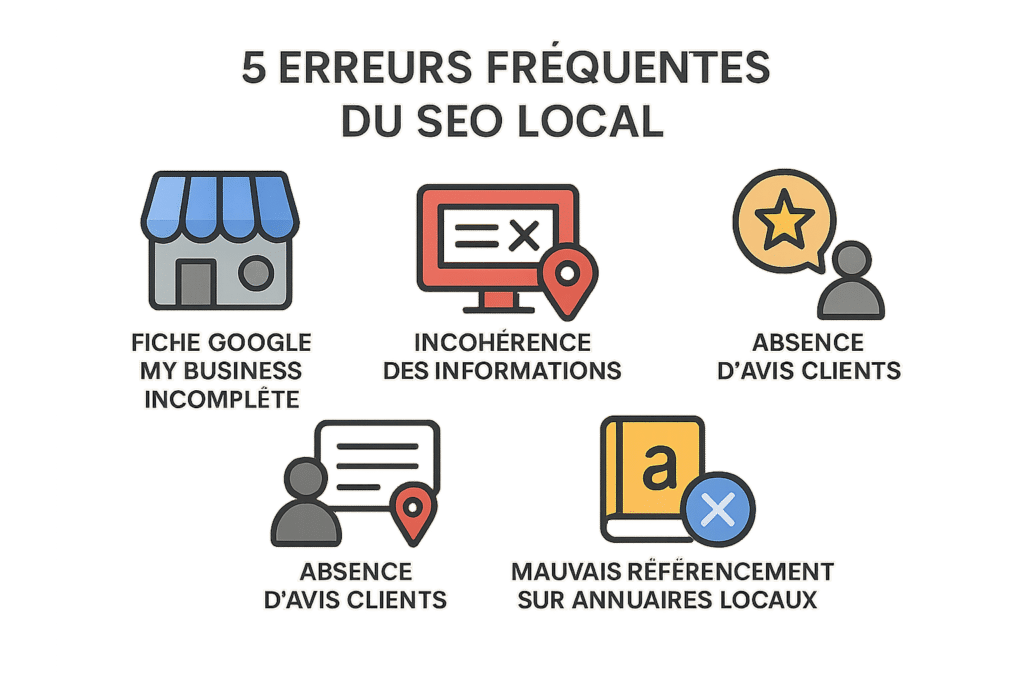 Schéma des 5 erreurs fréquentes en SEO local à Vesoul