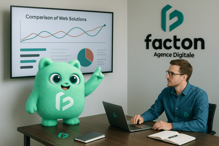 Illustration FACTY présentant un comparatif de solutions de site internet professionnel à Champagnole