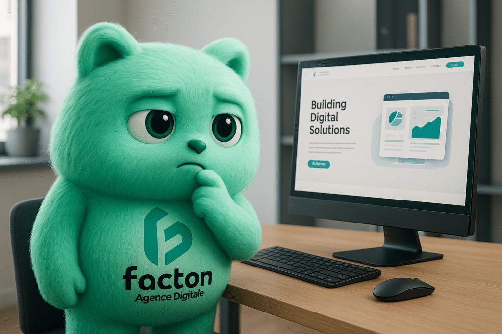 FACTY devant un écran montrant un site internet professionnel moderne à Gray