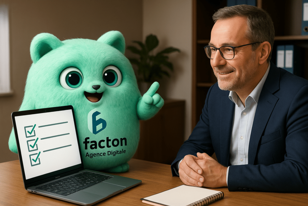 FACTY animant une réunion pour valider une checklist de création de site internet à Morteau