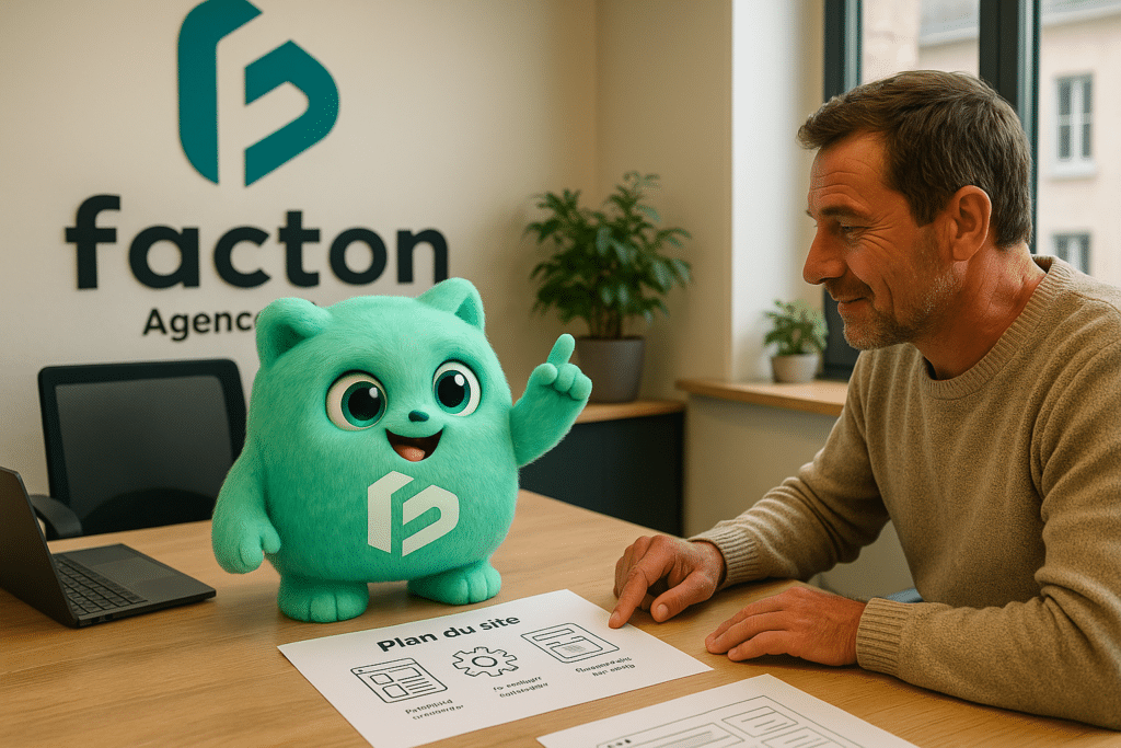 FACTY avec un artisan local expliquant la création d'un site WordPress personnalisé à Champagnole