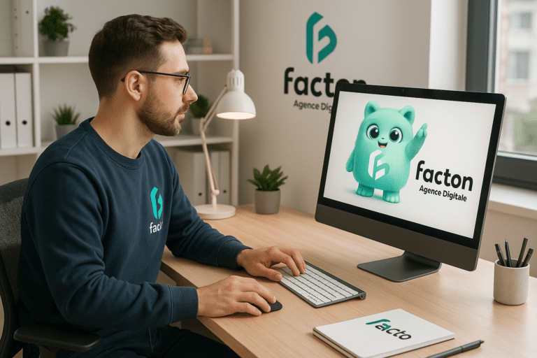 Conception d’identité visuelle par FACTY dans un bureau à Vesoul avec logo FACTON