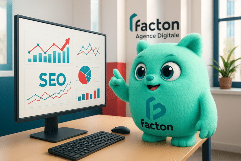 FACTY analysant le référencement d'un site internet devant un écran d'ordinateur à Lure