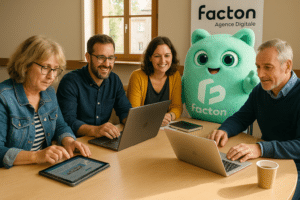 Équipe locale d'association à Saint-Vit concevant un site internet avec FACTY