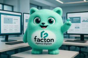 FACTY personnage 3D illustrant la création de sites internet professionnels à Rioz