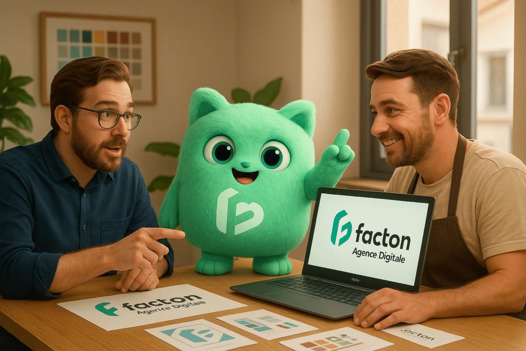 Graphiste en réunion avec un artisan à Valdahon, échanges sur un projet graphique