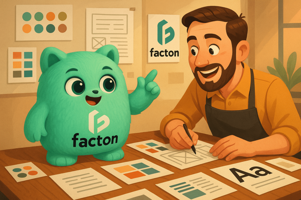 FACTY et un commerçant travaillent sur une palette graphique à Lure