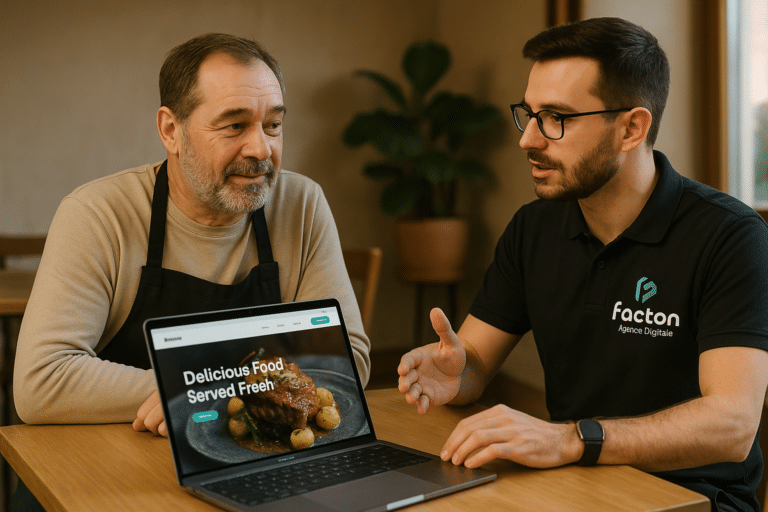 Consultant FACTY accompagne un restaurateur à Baume-les-Dames pour la création de son site internet restaurant