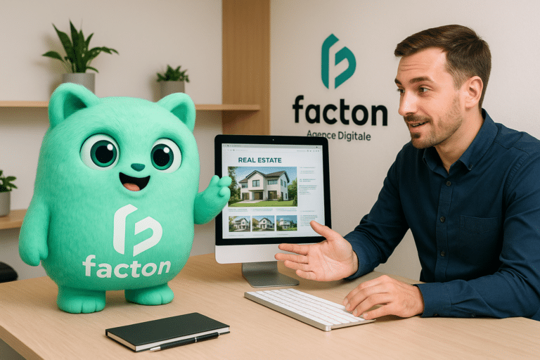 Consultant FACTY présentant un projet de site internet immobilier à Valdahon dans une agence digitale
